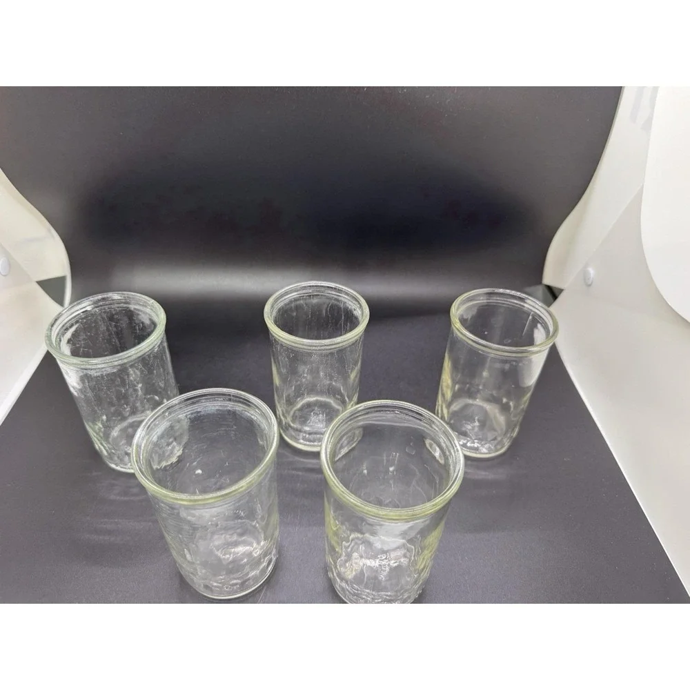 Vintage Unbranded Jelly‎ Jar Glasses Diamond Cut set of 5